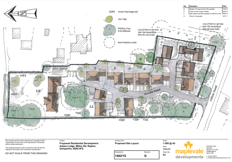 Plan for proposed residential development, askew lodge, Repton, Derbyshire