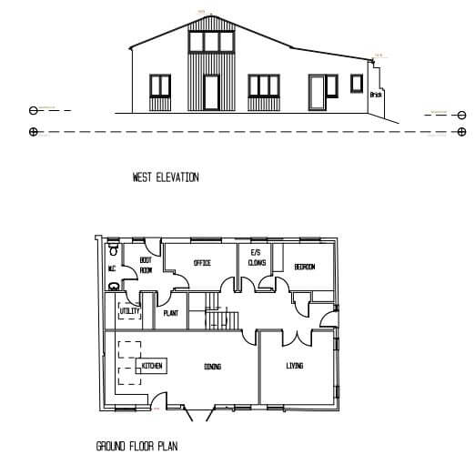 Internal and External Plan for a 3-bedroom home