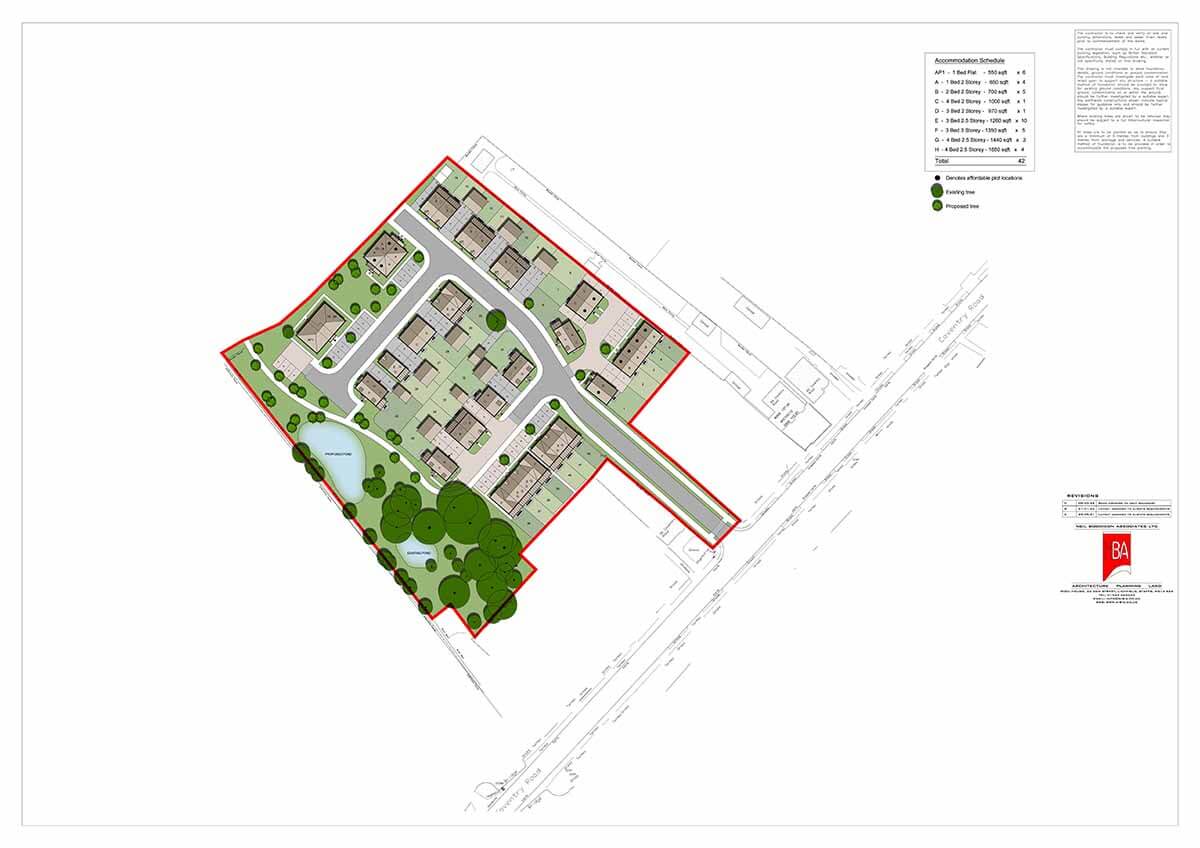 Residential Plan for 42 dwellings by Neil Boddison Associates Ltd