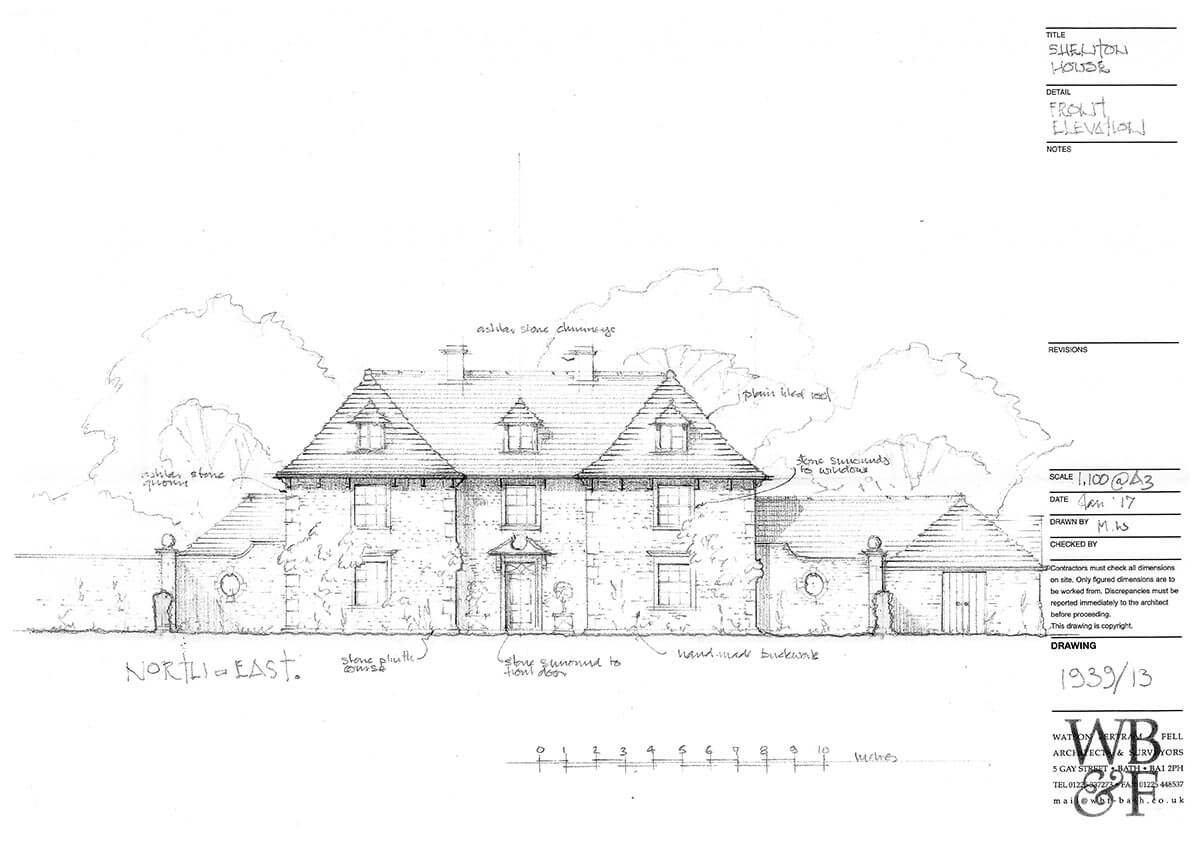 Shelton House front elevation plans