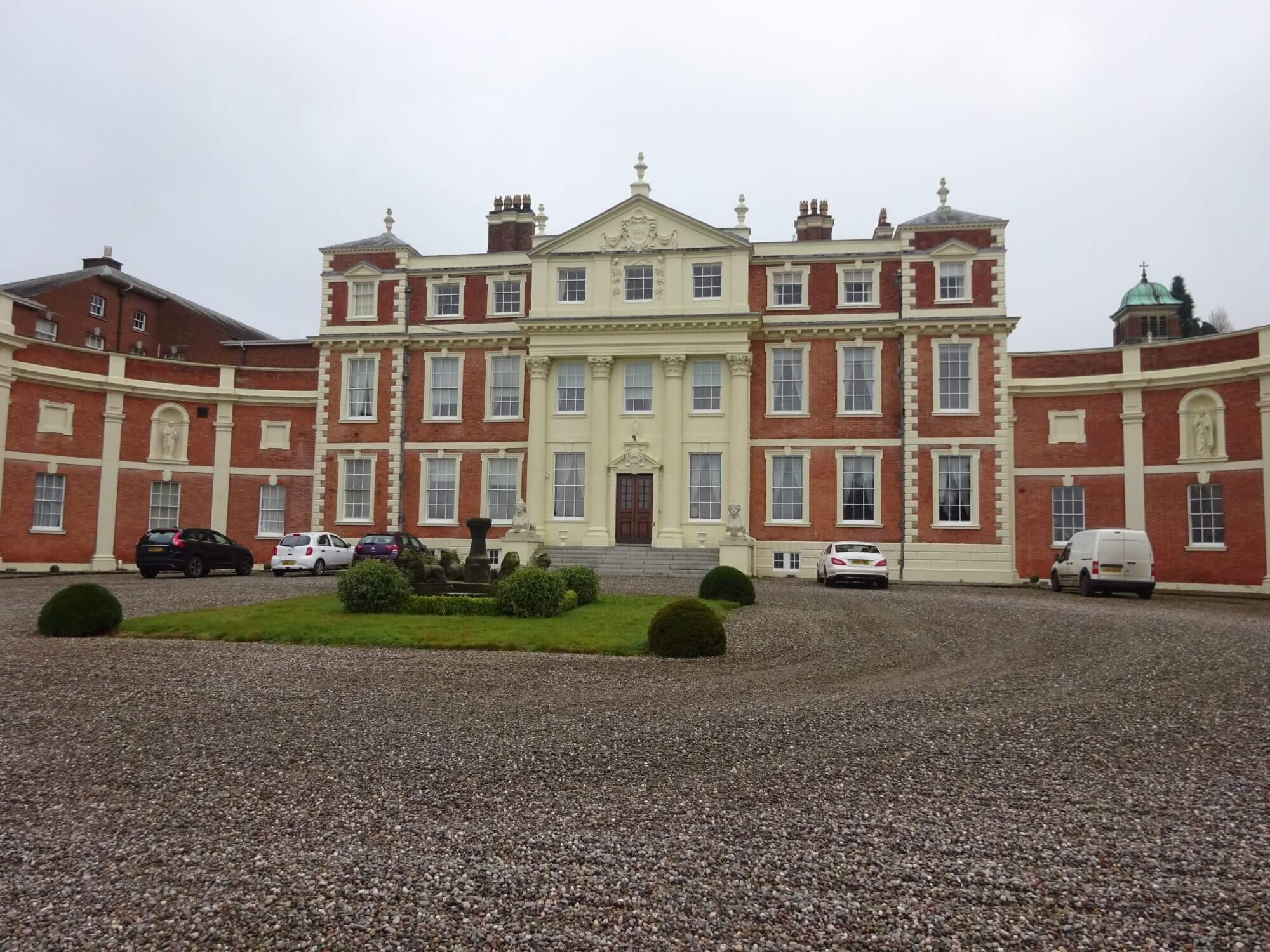 Hawkestone hall front and car parking space
